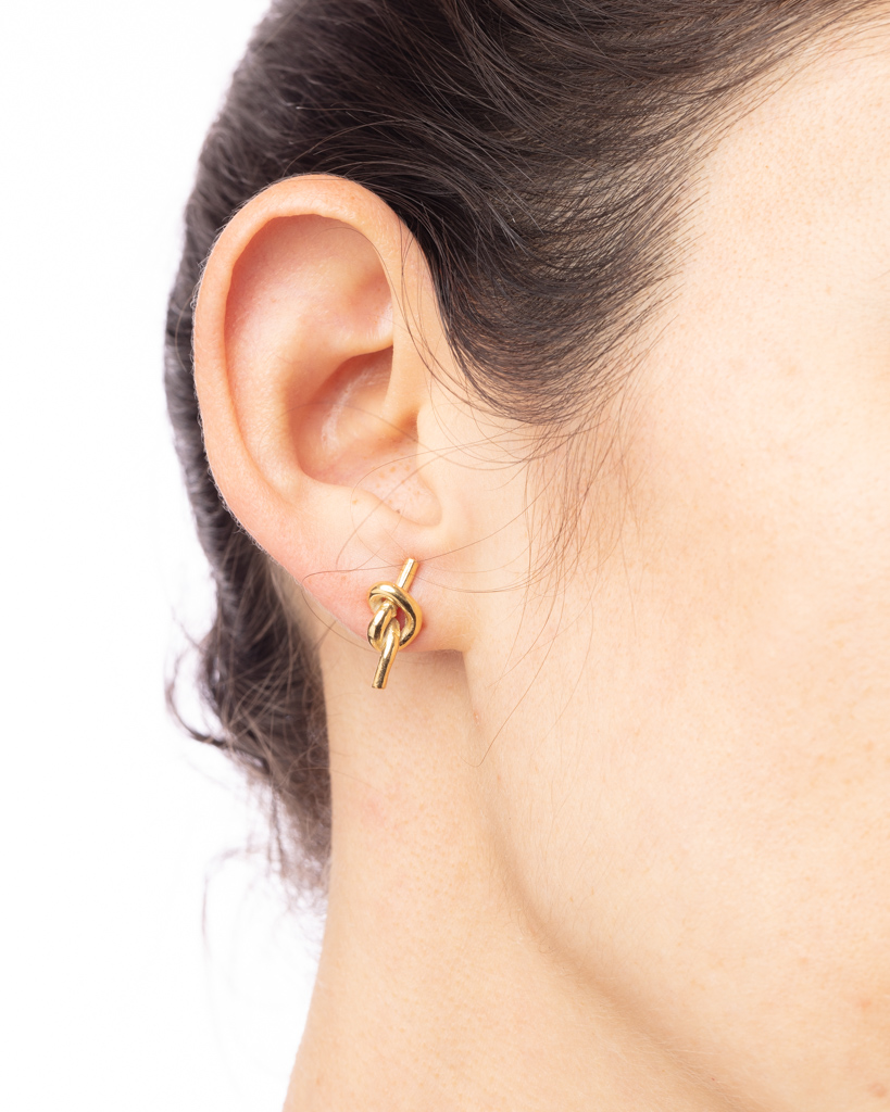 ARETES NUDO PLATA .925 Y ORO