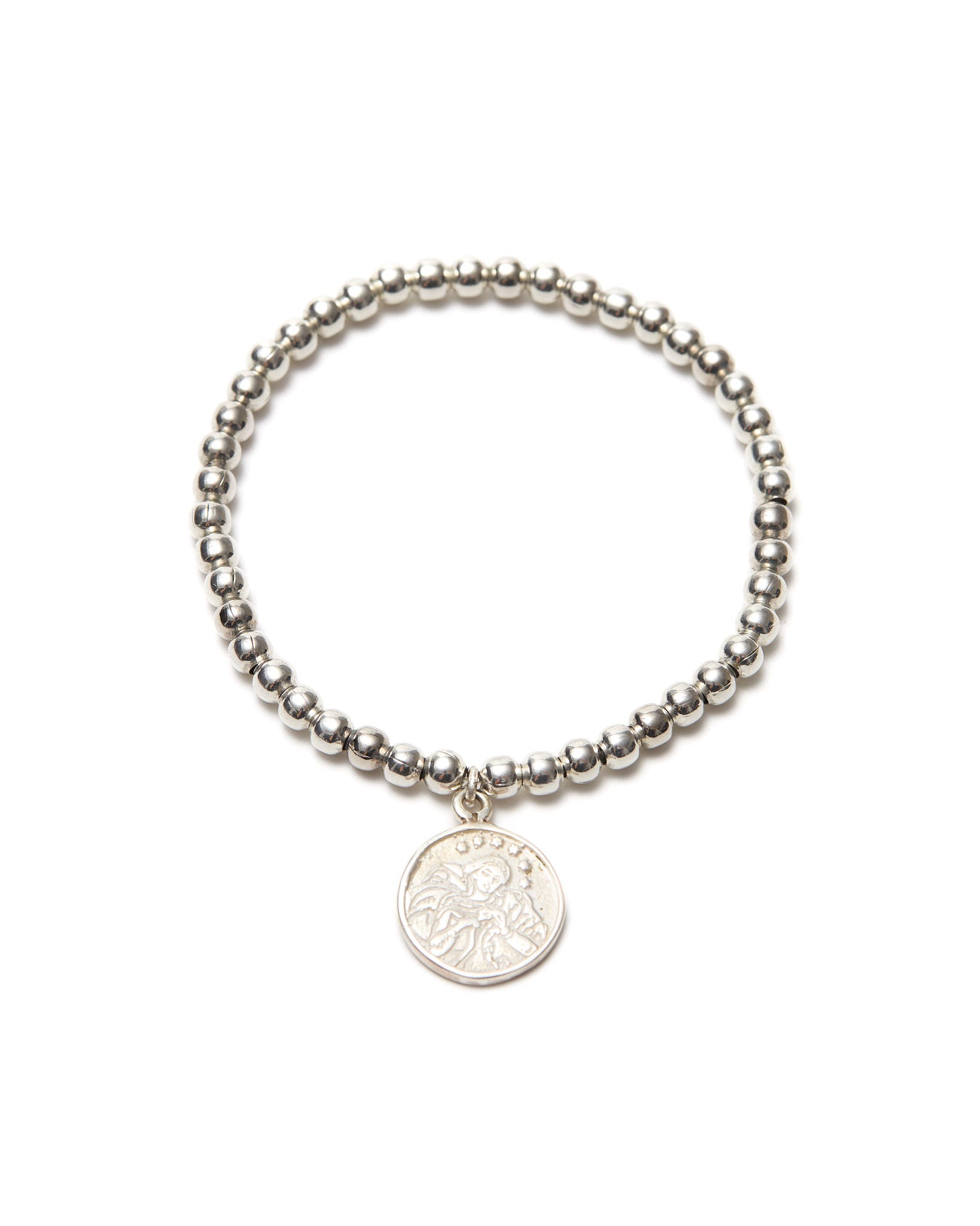 PULSERA ESFERAS CON MEDALLA DESATADORA PLATA ALEMANA