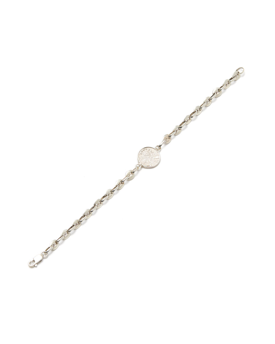 PULSERA ESLABONES CON MEDALLA DESATADORA PLATA .925