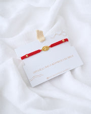 PULSERA MEDALLA DESATADORA NUDO ESPIGA PLATA  .925 Y  BAÑO ORO