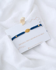 PULSERA MEDALLA DESATADORA NUDO ESPIGA PLATA  .925 Y  BAÑO ORO