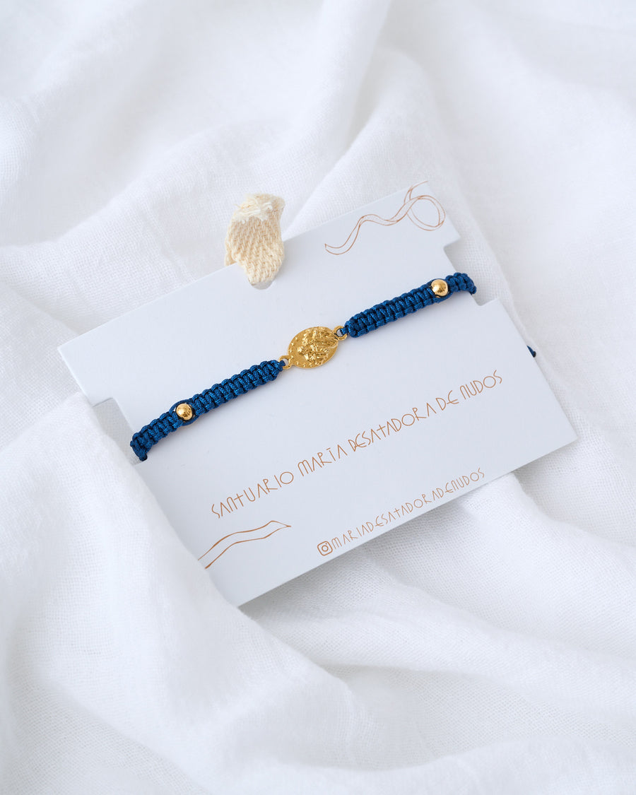 PULSERA MEDALLA DESATADORA NUDO ESPIGA PLATA  .925 Y  BAÑO ORO
