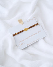 PULSERA MEDALLA DESATADORA NUDO ESPIGA PLATA  .925 Y  BAÑO ORO