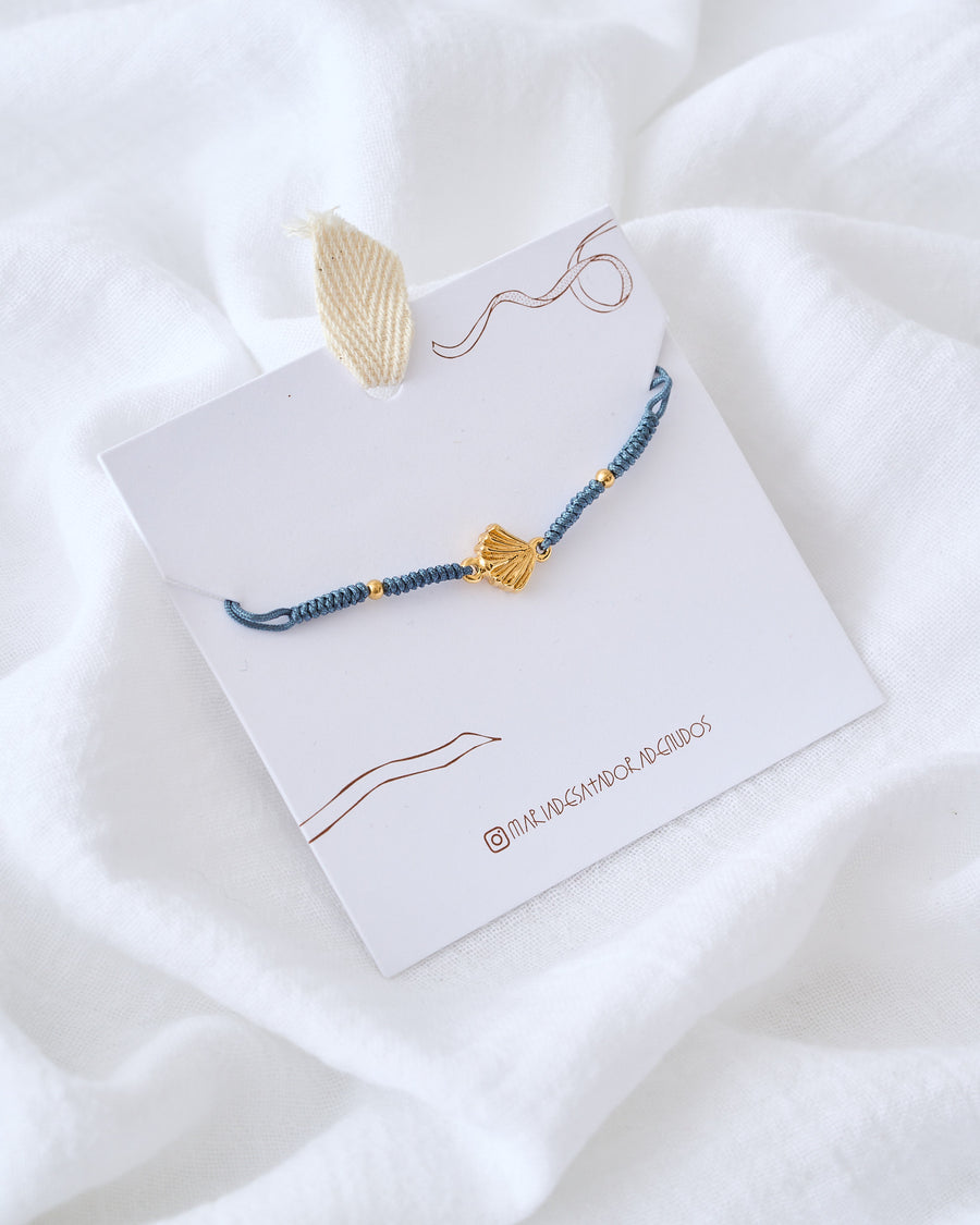 PULSERA CONCHA PEREGRINO BAÑO DE ORO