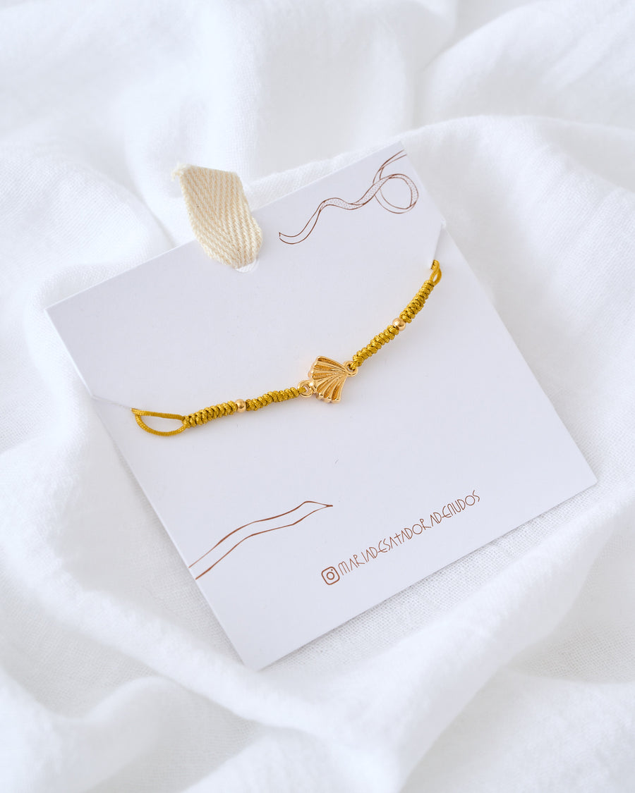 PULSERA CONCHA PEREGRINO BAÑO DE ORO