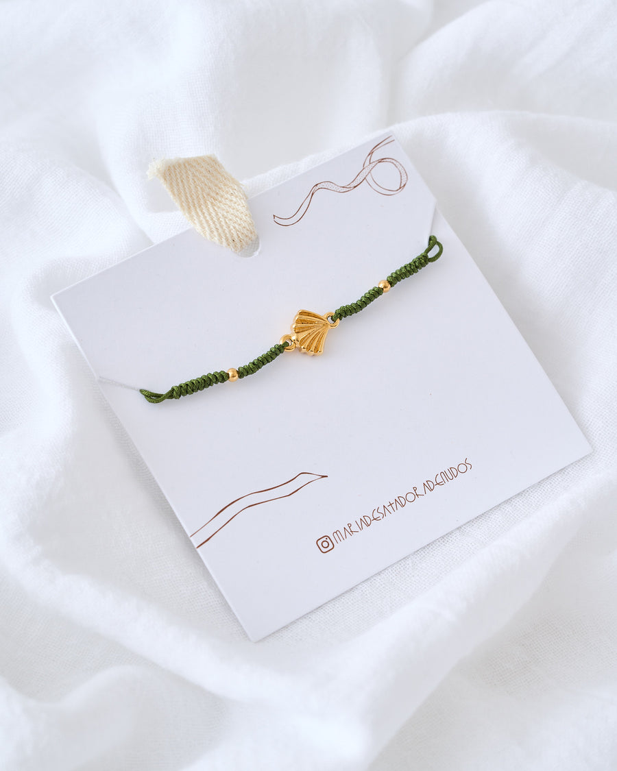 PULSERA CONCHA PEREGRINO BAÑO DE ORO