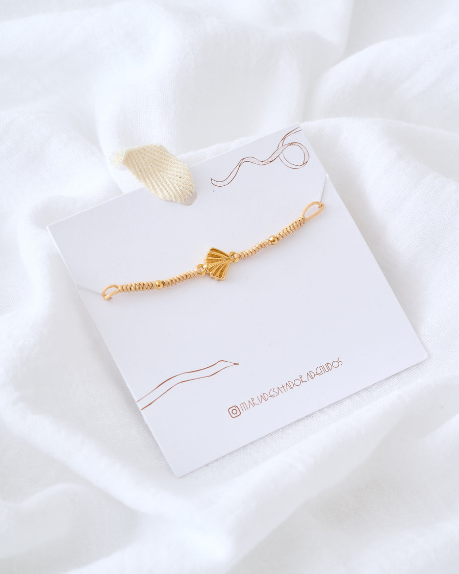 PULSERA CONCHA PEREGRINO BAÑO DE ORO