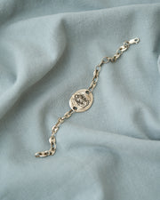 PULSERA ESLABONES CON MEDALLA COMPLETA DESATADORA PLATA .925