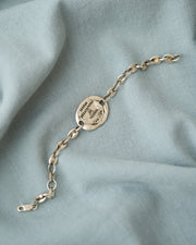 PULSERA ESLABONES CON MEDALLA COMPLETA DESATADORA PLATA .925