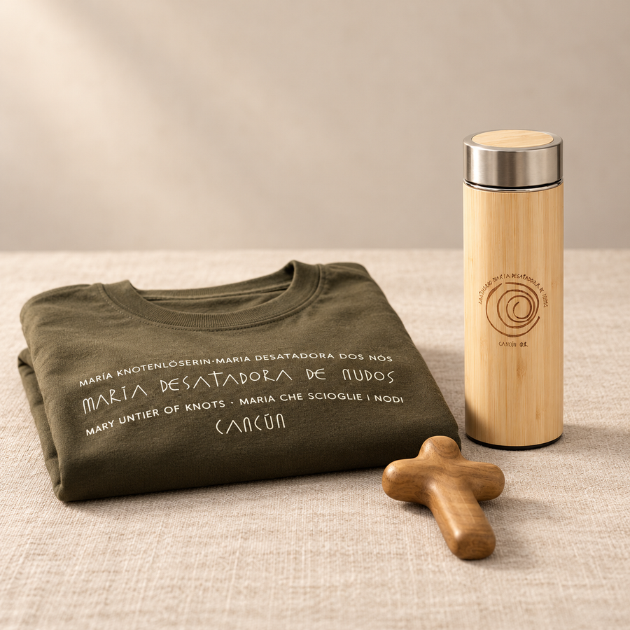 Set Para él: playera + termo + cruz de madera